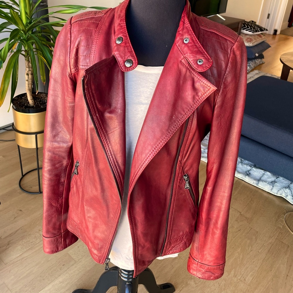 Guess leather jacket - Burgundy, Medium